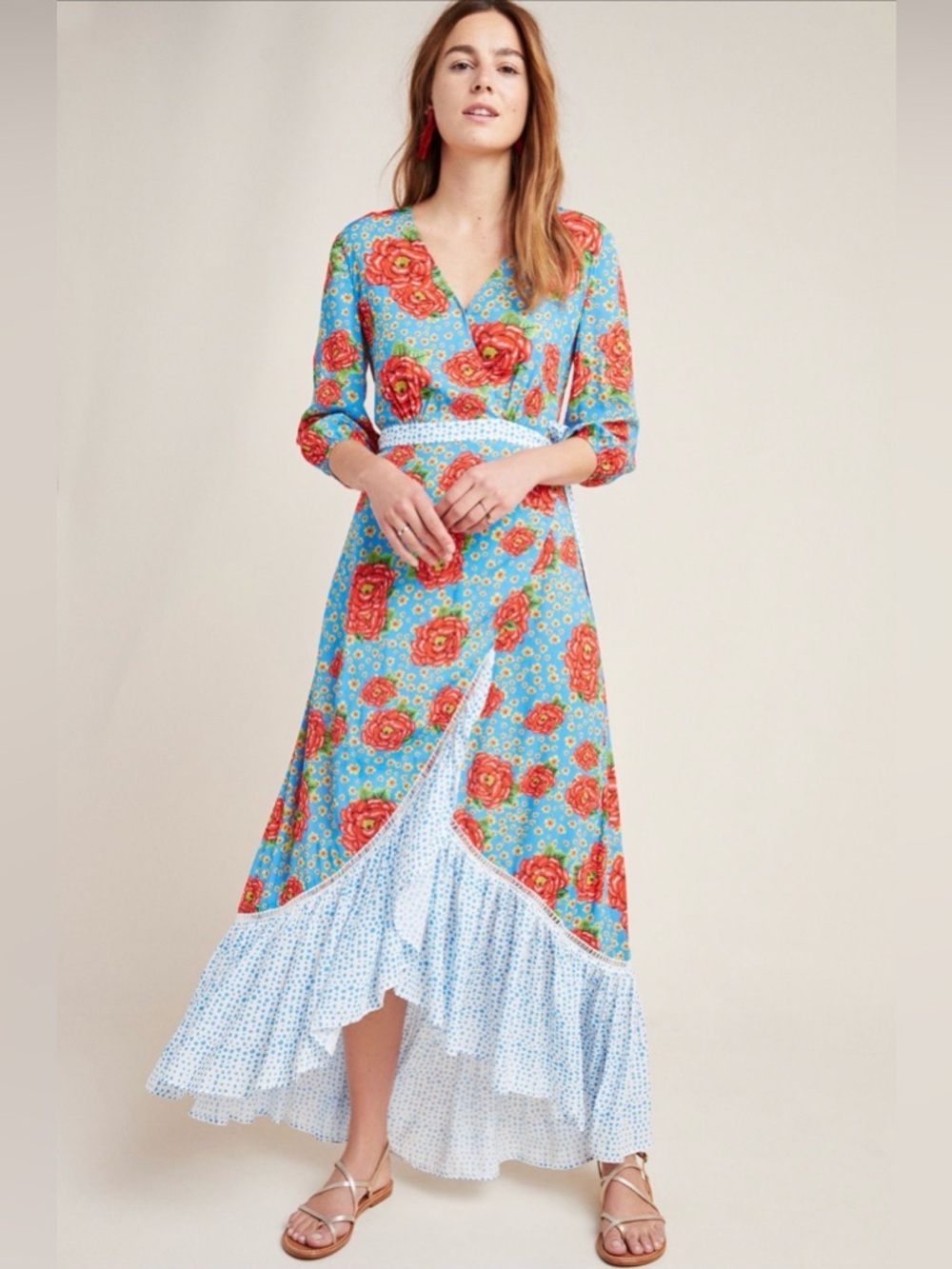 Farm Rio x Anthropologie Susanne Maxi Wrap Dress Sz Medium HTF - Picture 2 of 12